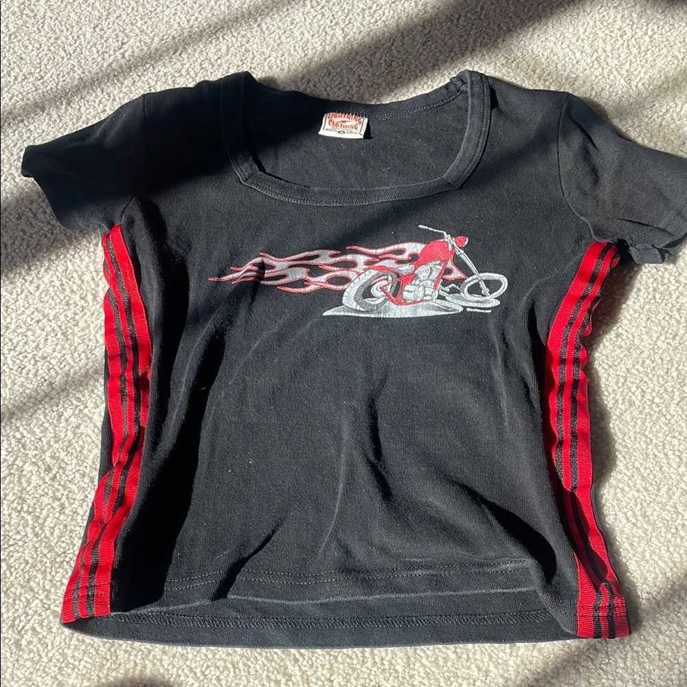 Red Motorcycle Graphic Top
